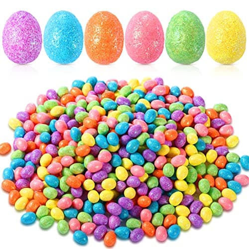 Fiada 450 Pieces Easter Eggs Decorative Mini Foam Glitter Eggs Easter Vase Filler Sequin Ornaments for Crafts DIY Home Garden Decor 06 x 07 Inch