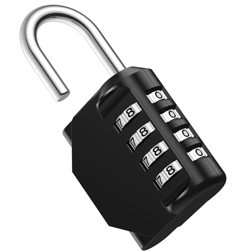 Puroma Combination Lock 4 Digit Waterproof Locker Locks Secure Outdoor Padlock for Gym Lockers, Toolboxes, Gates, Fences, Storage, Sports Locker, Cabinets (Black)