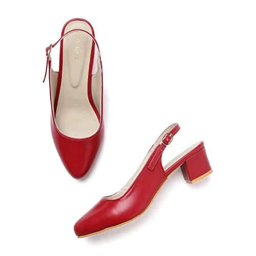 Marc Loire Comfortable Block Heel Sandals for Womens & Girls (Red, Numeric_3)