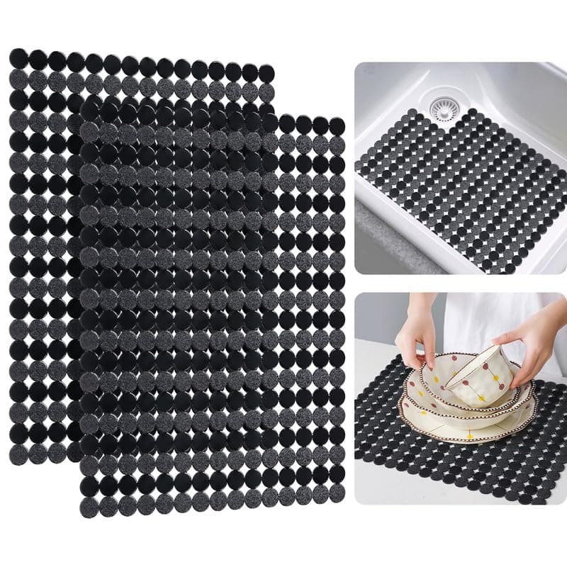 Bligli 2 Pack Sink Mat for Kitchen Sink PVC Adjustable Sink Protector Sink liner Pad Dish Drying Mats Easy to Clean DIY Cut 157 x 118 inch Black