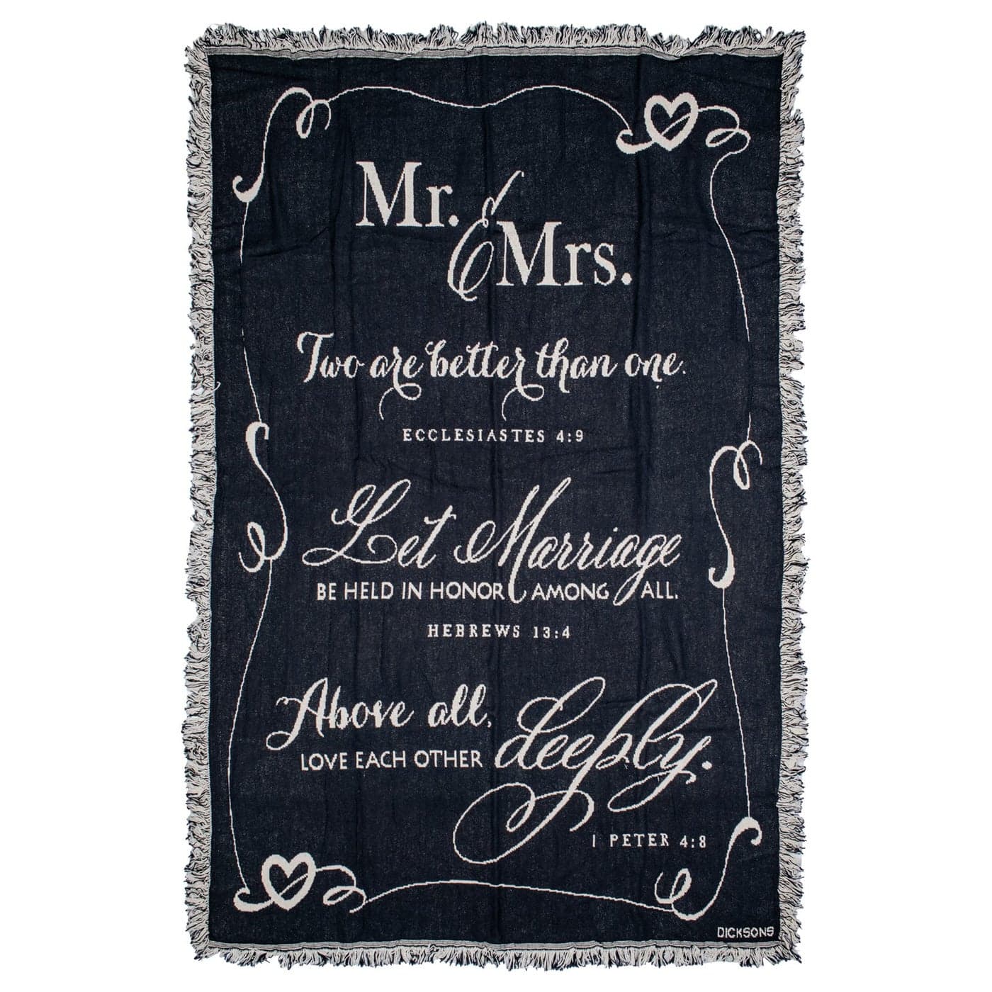 Dicksons Mr and Mrs Black and White 52 x 68 All Cotton Tapestry Throw Blanket