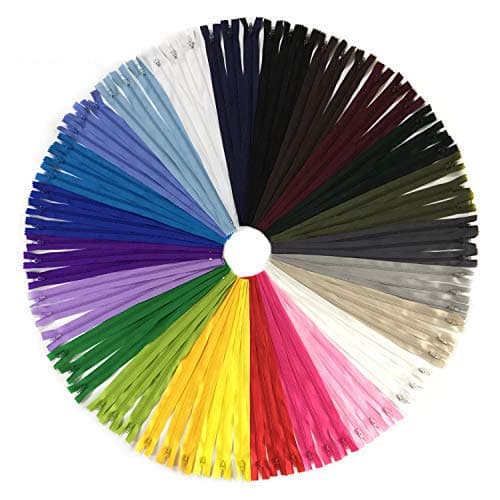 DOITEM 72 Pcs Nylon Zippers 24 Colors 30cm Length 25cm Width 25cm for Clothes Bag Pencil Case