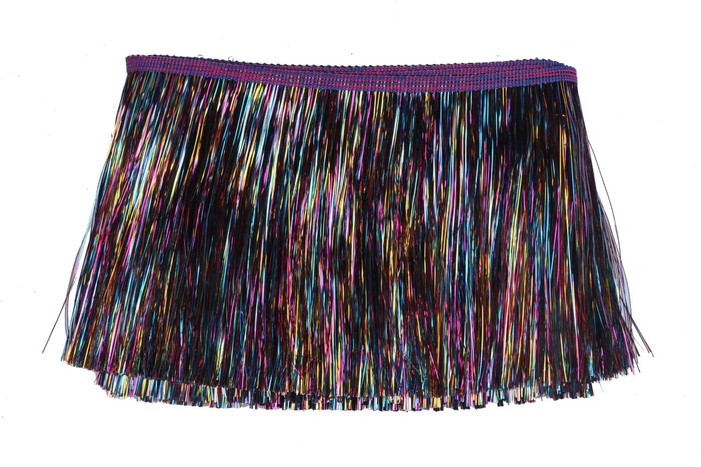 YYCRAFT 6" Wide Tinsel Fringe Tinsel Trim Tinsel Garland Dance Costume Fringe Trimming Shiny Foil Effect Party Decor(10 Yards,Rainbow Black)