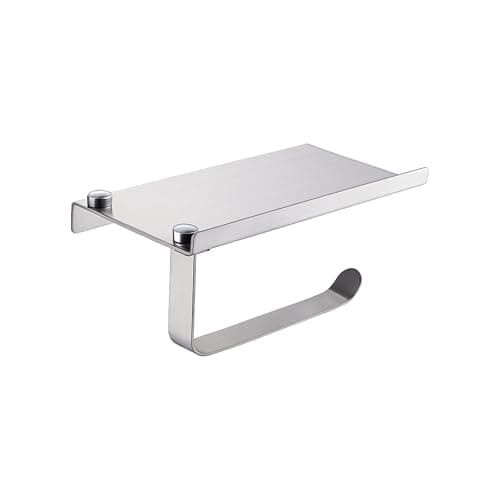 ZAP | Stainless Steel Toilet Paper Holder with Mobile Stand – Wall Mount Bathroom Tissue Dispenser with Shelf