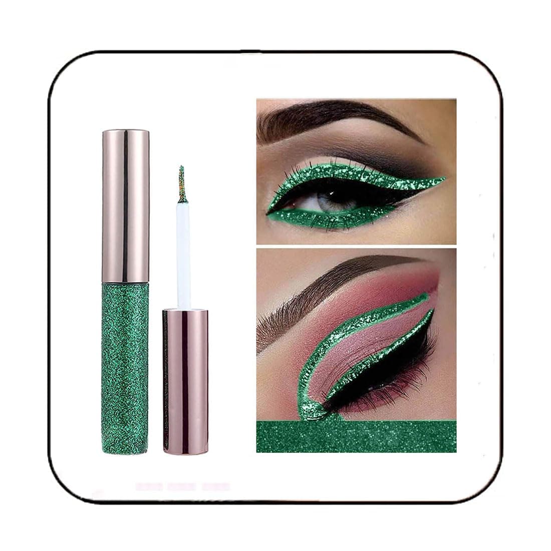 Edanta Glitter Liquid Eyeliner Shimmer Eye Liner Metallic Cosplay Eyeshadow Cosmetics for Women and Girls Pack of 1 Green