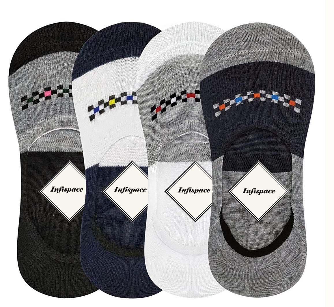 Infispace® Men & Women Cotton Summer No Show Socks Loafers for Casual; Sports and Formal Wear (Pack of 4)-(Multicolor Free Size)