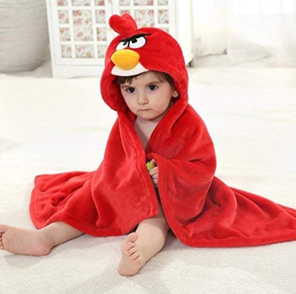First Kick New Born Baby Blanket Pack of Super Soft Bathrobe Baby Wrapper Cum Baby Bath Towel For Baby Boys, Baby Girls, Babies (80Cm X 80Cm, 0-6 Months), Micro Fleece, Red, Pack of 1, Lightweight