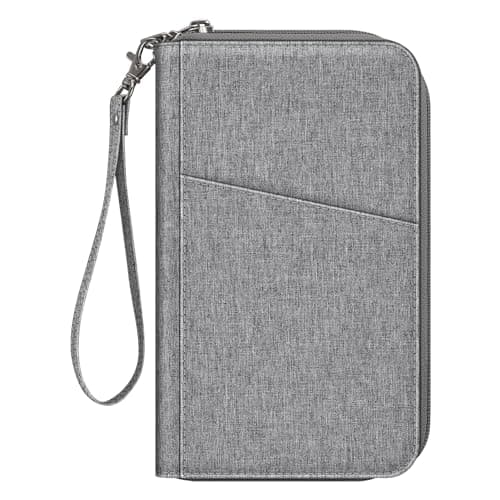 Fintie Family Passport Holder Wallet, RFID Blocking Travel Document Organizer Clutch Bag Credit Cards Case Cover for Women Men, Snowflake Gray