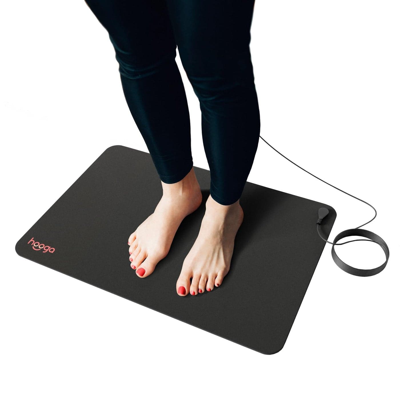 Hooga Grounding Mat for Sleep Energy Pain Relief Inflammation Balance Wellness Earth Connected Therapy Indoor Grounding at Home Office Work 15 Foot Cord Included Conductive Carbon