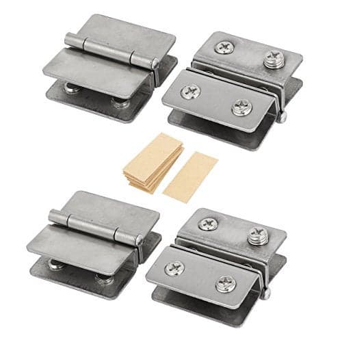 Rannb Glass Door Hinges Adjustable Double Clamp Hinge Fits for 5-6mm(0.2"-0.24") Thick - 4pcs