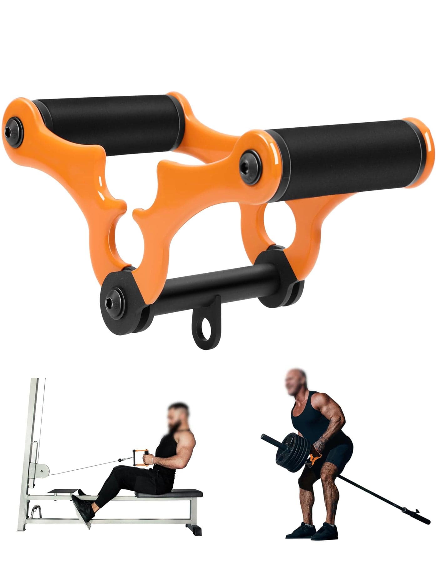 Lovind V Bar Landmine Attachment T Bar Handle for Barbell Bars,Foldable V Bar Row Handle Double D Row Handle with Rubber Coating T-Row Attachment for Strength Training Bars (Black-Yellow)