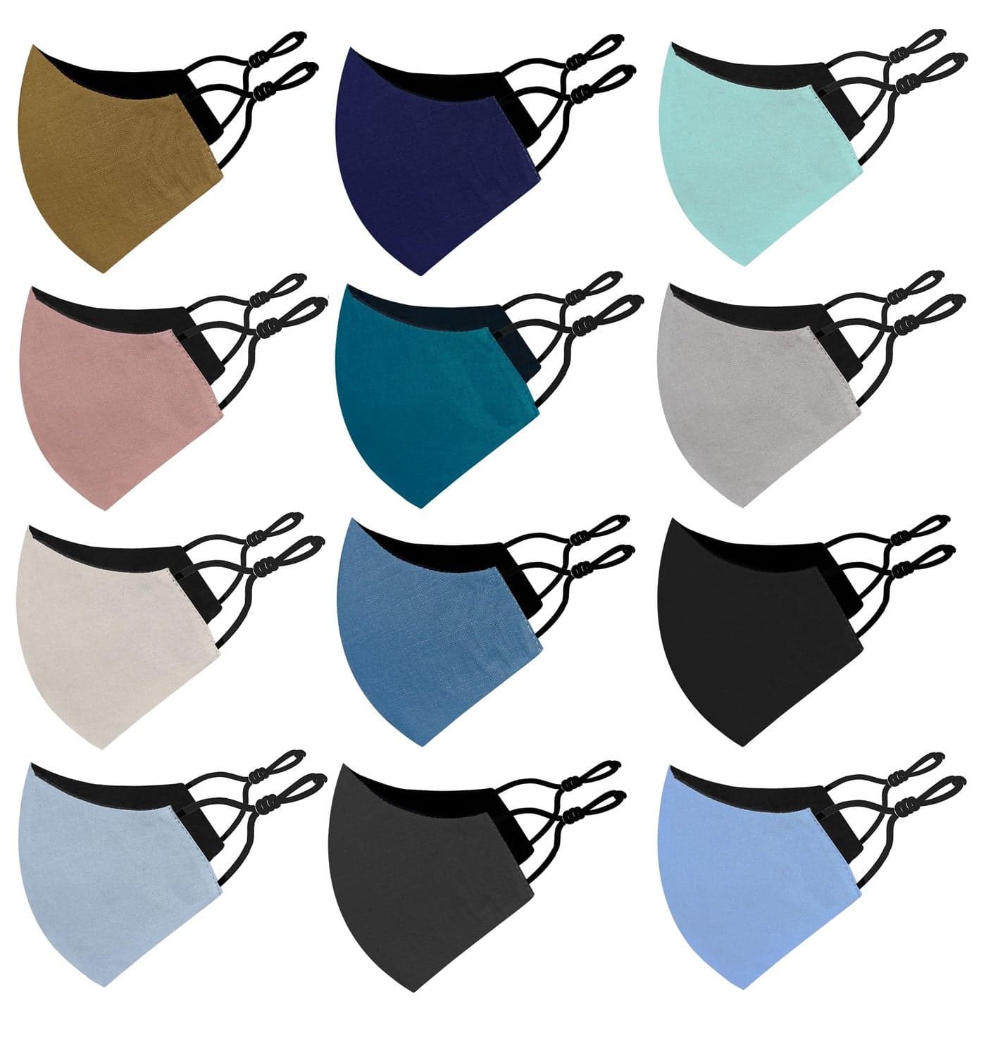 Bildos Cotton Unisex Super Breathable Cloth Face mask with Adjustable Ear Loop (Multicolour) - Pack of 12