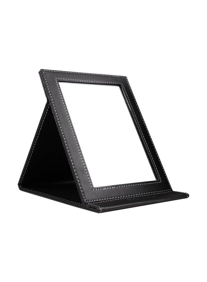 Folding Mirror Portable Travel PU Portable Adjustable Rectangular Ultrathin Vanity Mirror with Stand, for Travel, Camping,Home