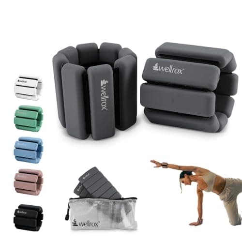 Wellrox Weighted Bangles – Adjustable Ankle and Wrist Weights for Women & Men – Set of Ankle Weights 2 lbs (1 lb Each Wrist Weight) | Weighted Arm Bands for Pilates, Yoga, Running & Walking (Grey)