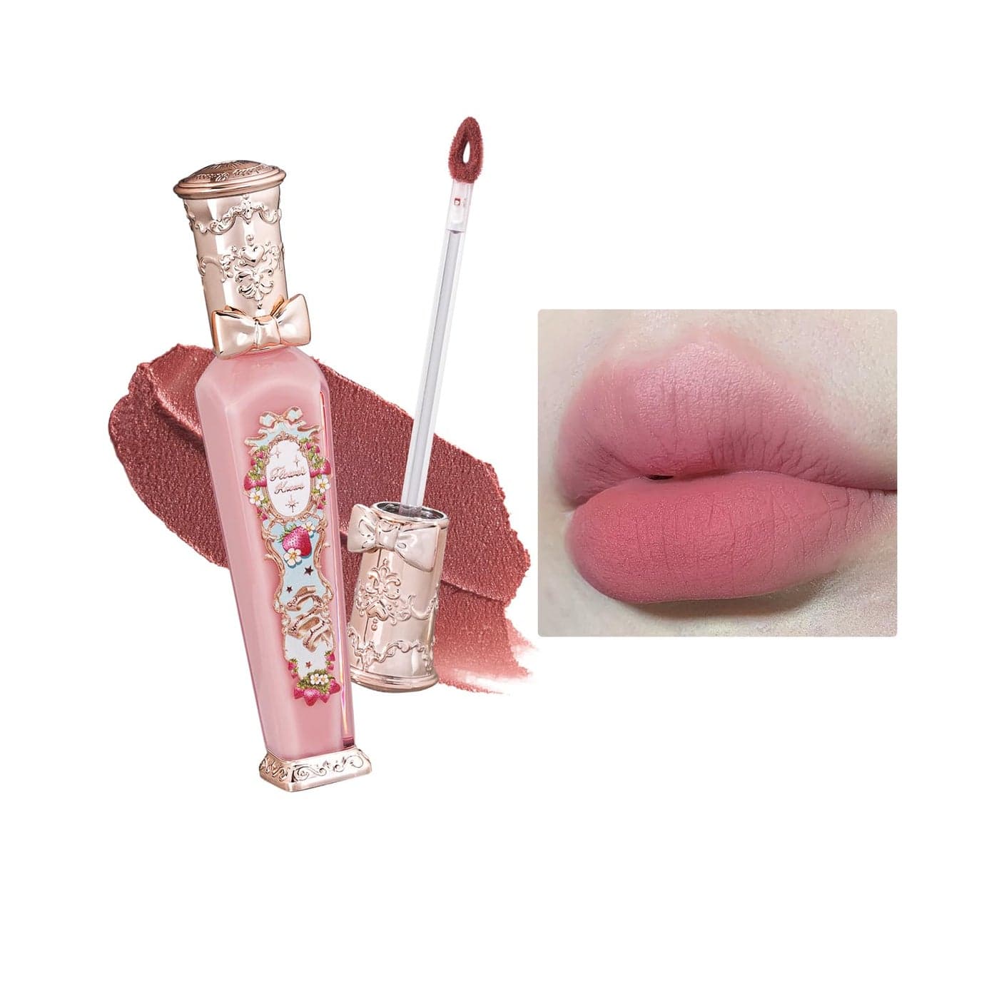 Flower Knows Strawberry Rococo Cloud Lip CreamVelvety Matte Liquid LipstickPink LipstickLong Lasting Lip StainKissproof Blurred Lipstick for GirlsWomen012 Fl OzS04 Strawberry Moon