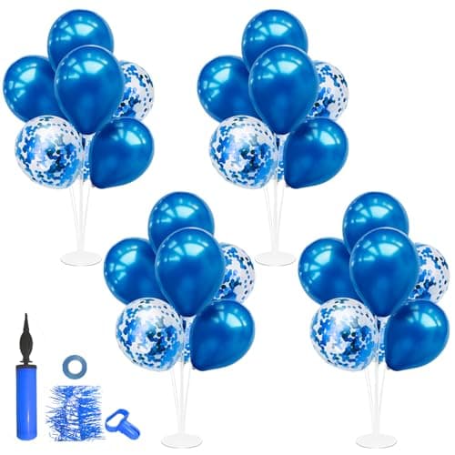 ZJDHPTY Blue Balloon Stand Centerpiece Table Decorations for Mens Birthday Fathers Day Retirement Graduation Decorations Class of 2026 New Years Eve Blue set4