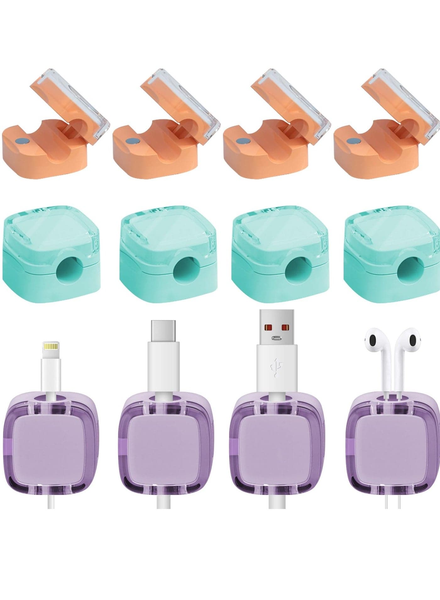 Cord Organizer Magnetic Desk Cable Organizer Safe and Convenient Adjustable Charging Cable Holder Smooth Magnetic Cable Management for Bedside Table Kitchen Car Office 12 Pack