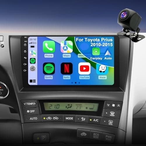 4core 64G Upgrade Car Radio For Toyota Prius 2010 2011 2012 2013 2014 2015, Prius Stereo 9inch IPS Touchscreen Wireless Carplay Android Auto, GPS Bluetooth 5GWifi FM Backup Camera Fit for JBL & No JBL