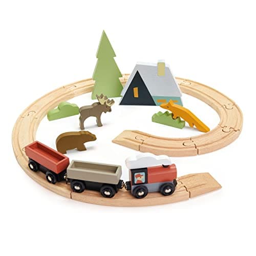 Tender Leaf Toys Treetops Train Set Beautiful Wooden Toy Train Set Kids Intelligent and Imaginative Play Skills for Age 3