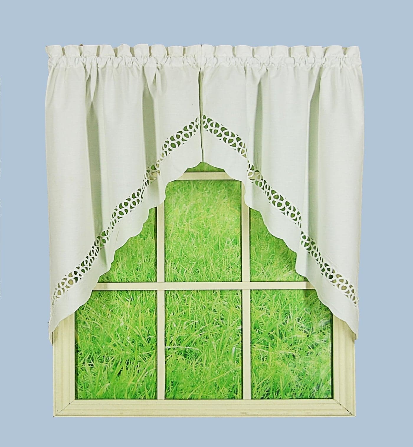 Today's Curtain, Hellina Tapework Swag 38", White, 60" W x 38" L