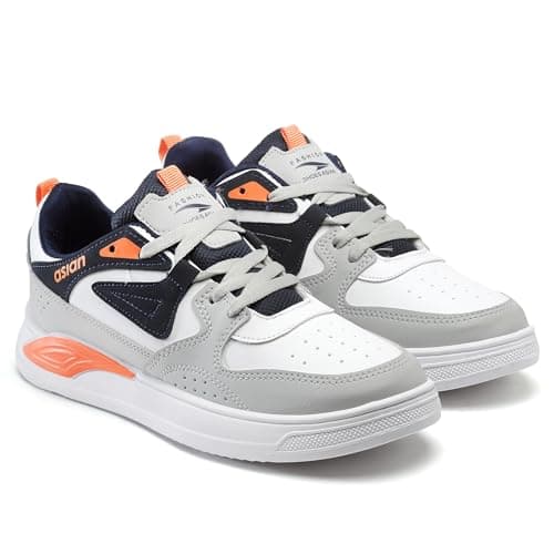 ASIAN Men's White Casual Sneaker High-Neck Shoes with Lightweight Extra Cushion Lace-Up Shoes for Men's & Boy's Moscow-01,UK 6