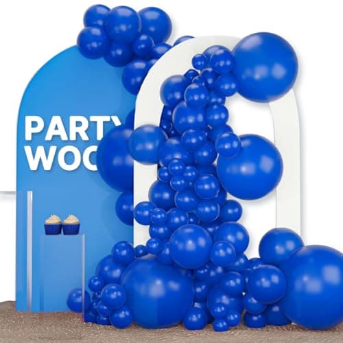 PartyWoo Royal Blue Balloons 120pcs Different Sizes Pack of 18 12 10 5 Inch Dark Blue Balloon Arch Kit for Baby Shower Gender Reveal Graduation Under The Sea Birthday Party Decorations BlueY59