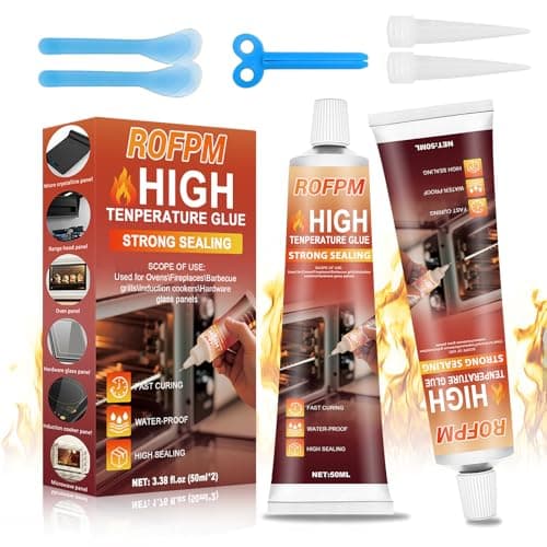 ROFPM High Temperature Silicone Adhesive - 3.38 floz Black RTV Silicone Repair Glue Kit, Heat Resistant Glue for Oven, Microwave, Grill,Stoves(50ml*2)