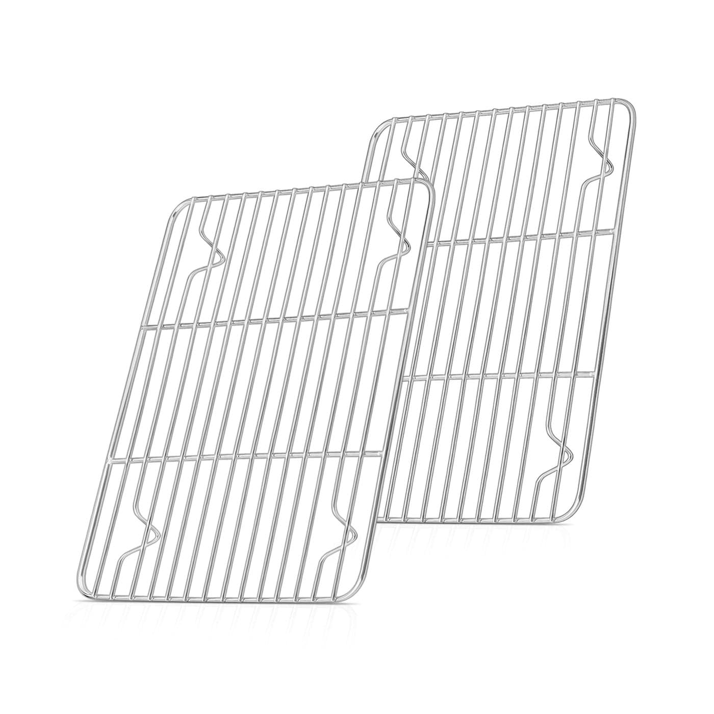 Cooling Rack Set of 2 Herogo Stainless Steel Wire Grill Rack for Baking Roasting Cooling 248 x 19 x 15cm Metal Rectangle Oven Shelf for Cake Cookie Bread Oven Safe Dishwasher Safe