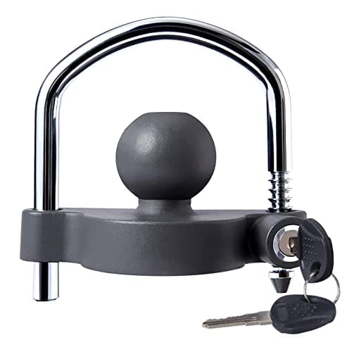 METOWARE Trailer Coupler Lock Universal Adjustable Heavy-Duty Steel Trailer Hitch Lock, Anti Theft Trailer Ball Lock Towing Lock for Towing Caravan Trailer Security Fits 1-7/8",2”, 2-5/16" Coupler