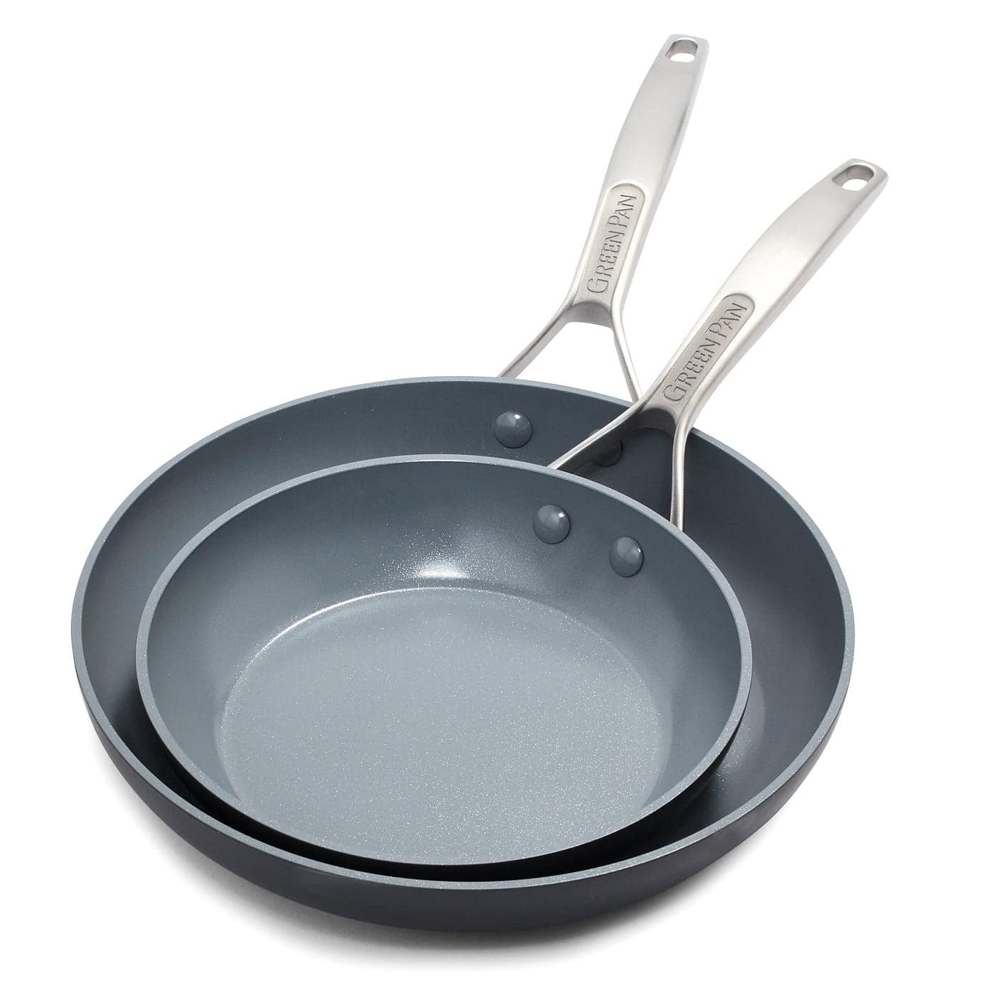 GreenPan Paris Pro Hard Anodized Healthy Ceramic Nonstick 10 and 12 Frying Pan Skillet Set PFASFree Dishwasher Safe Grey