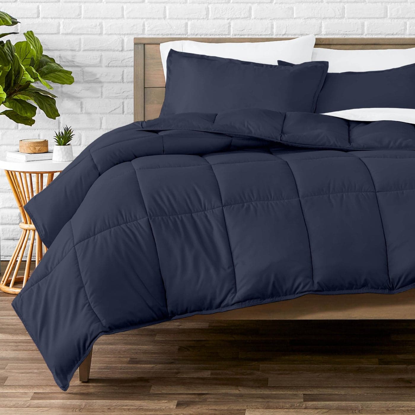 Bare Home Comforter Set Oversized Queen Size UltraSoft Goose Down Alternative Premium 1800 Series All Season Warmth Oversized Queen Midnight Blue