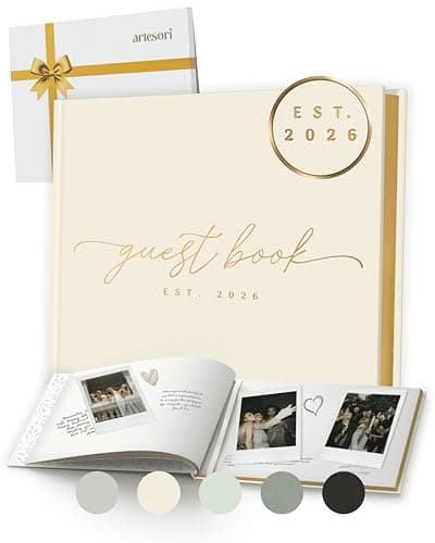 ARTESORI Personalized 2026 Wedding Guest Book for Reception — Ivory Guestbook to Sign in, Elegant Baby Shower Guest Book for Party & Birthday — Photo & Polaroid Guest Book for Wedding & Bridal Shower
