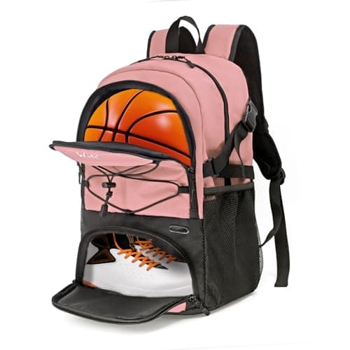 WOLT Basketball Backpack Large Sports Bag with Separate Ball Holder Shoes Compartment Gifts for Basketball Soccer Volleyball Swim Gym Travel