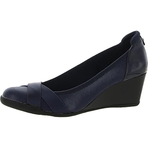 Anne Klein Women's Timeout Wedge Heel Shoe, Navy, 7.5 M US