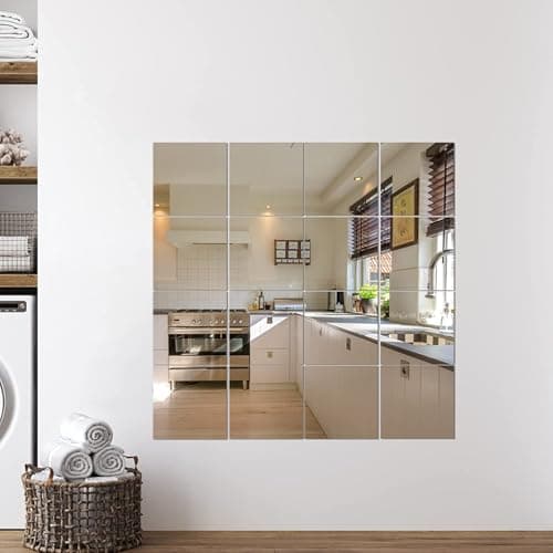 The Artment your artistic apartment Glass Reflect Full Length Mirror Tiles,Rectangular Mirror Sticker for Walls|Mirrors for Bedroom,Living Room&Bathroom Wall Mirror Stickers (Rectangle,Pack of 4)