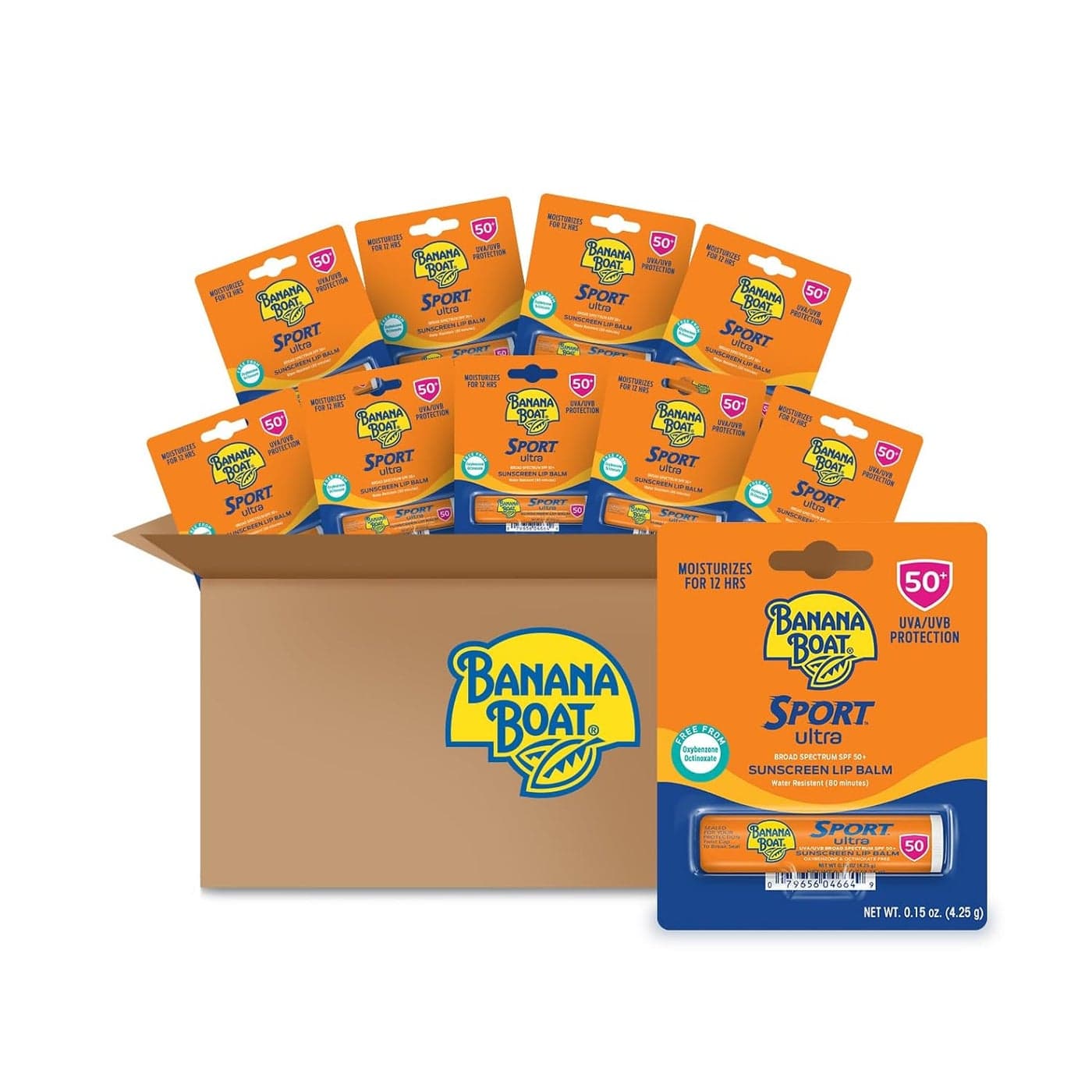 Banana Boat Sport Ultra Reef Friendly Broad Spectrum Sunscreen Lip Balm SPF 50 015 Ounce Pack of 10