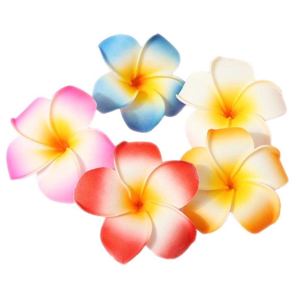 HugeStore 10 Pcs 7cm Hawaii Hawaiian Plumeria Hair Clips Beach Flower Headpieces for Wedding Party