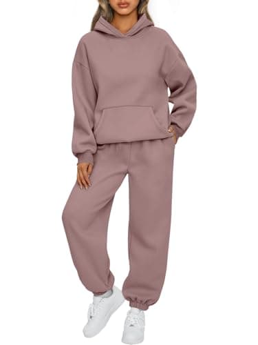 AUTOMET Sweatsuits Women 2 Piece Outfit Lounge Two Piece Sets Fall Fashion 2025 Tracksuits Oversized Sweatshirt and Sweatpants Casual Teen Girls Clothing DarkPink S