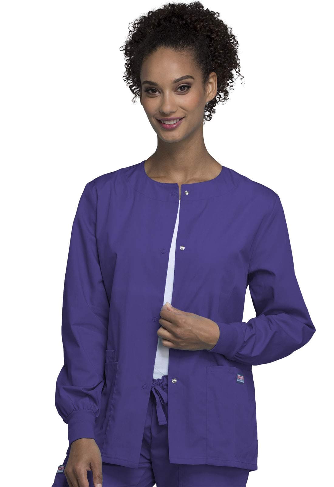 Cherokee Women's Snap Front Warm Up Jacket, Grape, Small