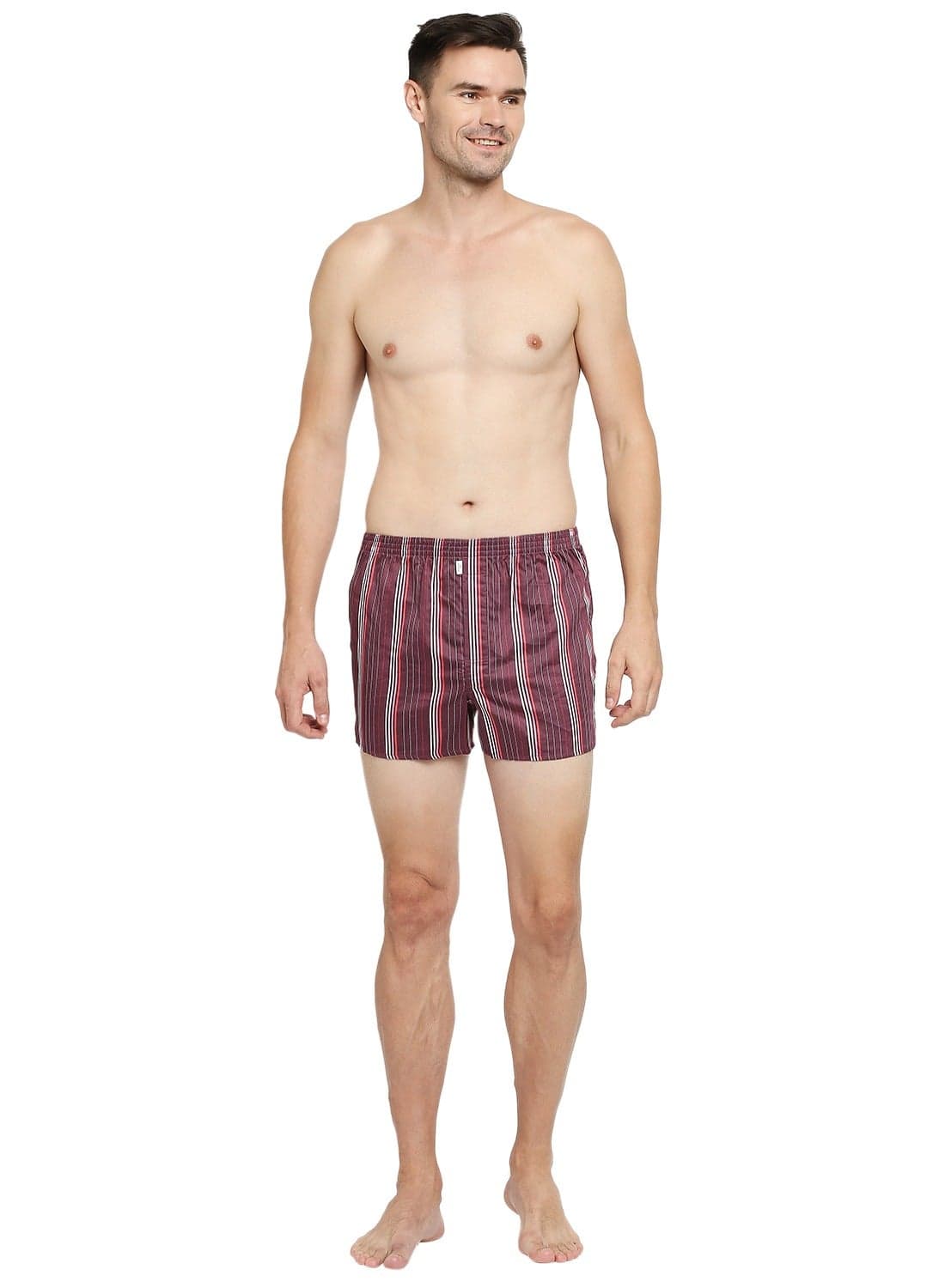Men's Striped Boxers - Maroon
