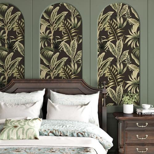 WESTICK Black Green Peel and Stick Wallpaper Floral Contact Paper for Walls Vintage Botanical Wallpaper for Bathroom Bedroom Living Room Accent Wall Removable Tropical Wallpapers Roll 175x100