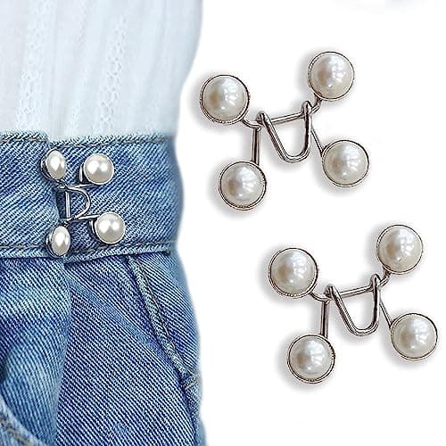 Retailio 2 Pcs Adjustable Waist Buckle Extender Set for Jeans and Pants - Perfect Fit Instant Button (2)