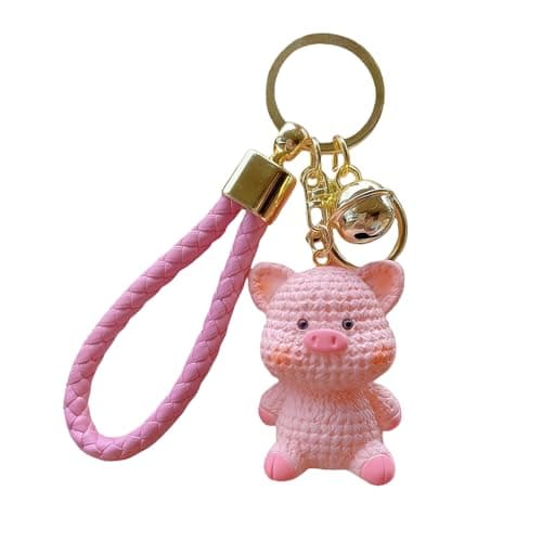TOU-BEGUIN Super Cute Adorable Kawaii Pink Pig Keychain - Cartoon Animal Bag Charm with Smooth Resin Texture for Backpack Handbag Purse Car Keys - Whimsical Fun Pendant Gift for Friends & Family