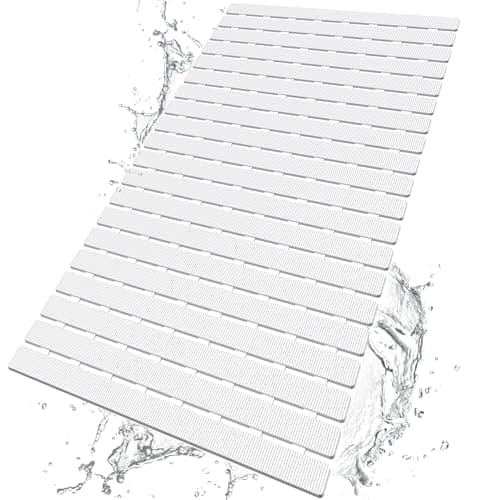 BEMISO Shower Mat Non Slip Bathtub Mat with Suction Cups and Drain Holes 275 x157 Inch Bath Mat for Tub ShowerEasy DryEasy to CutEcoFriendly