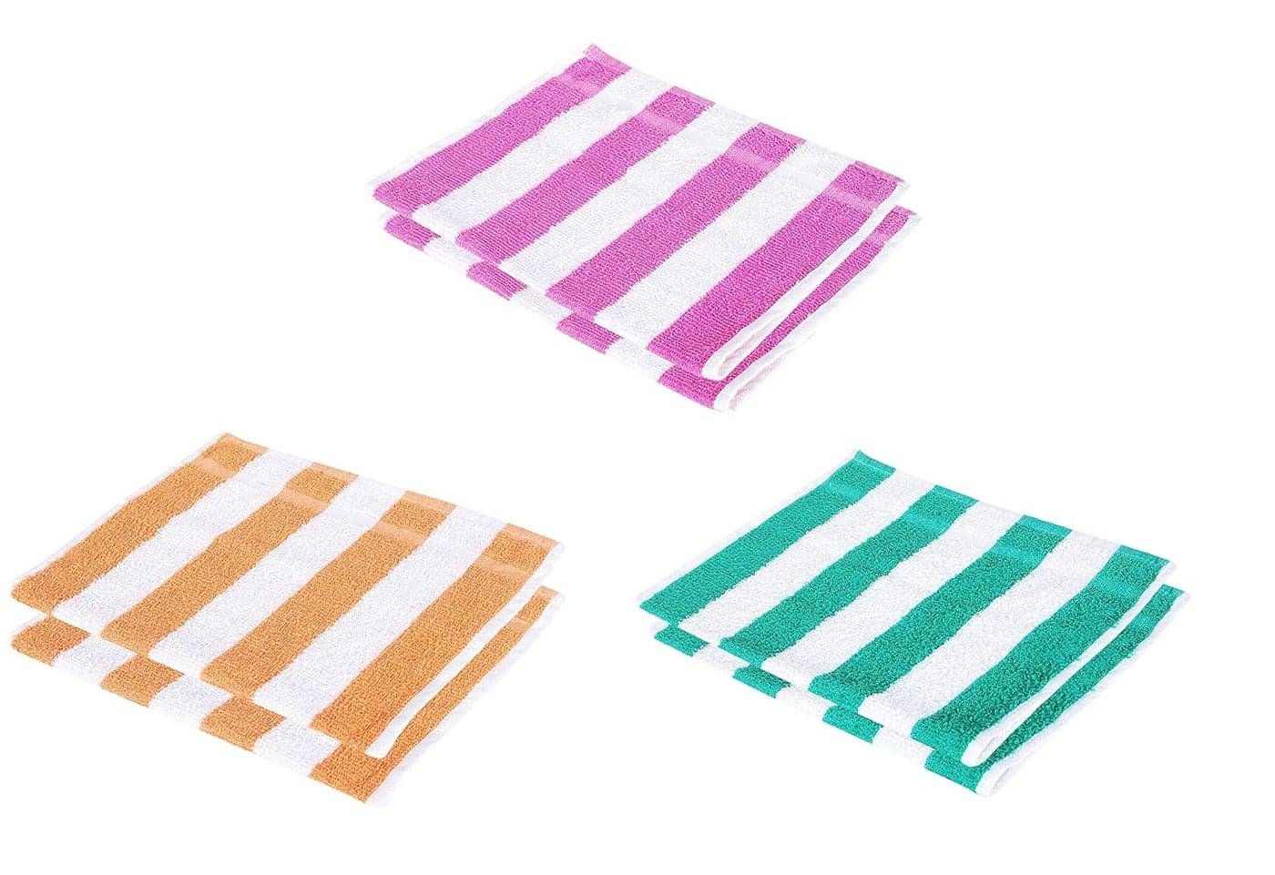 Cotton Colors Cotton 300 GSM Hand Towel Set (Pack of 6, Striped)_D45