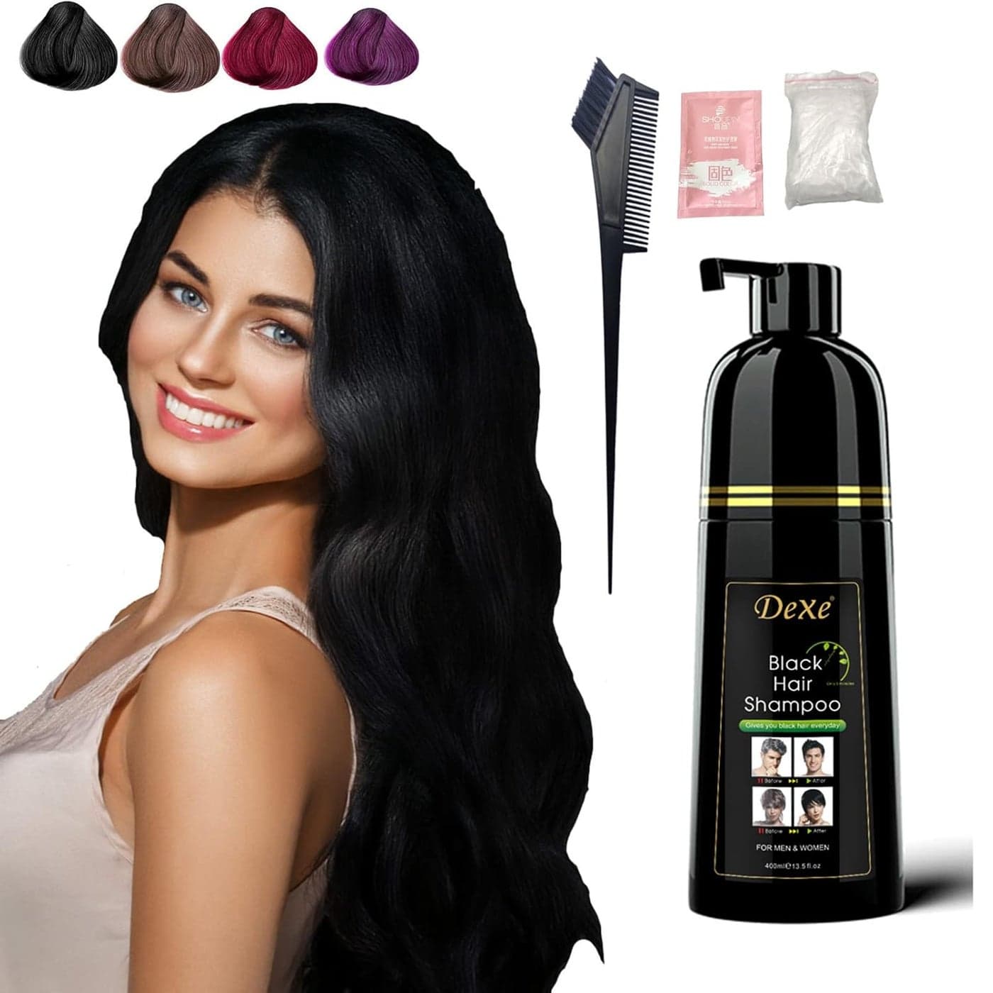 Black Hair Dye Shampoo Permanent YIZHONG Hair Color For 100 Gray Coverage Women Men 3 In1 Easy Comb Dyeing Instincts Hair Color 3 In 1 Natural Black