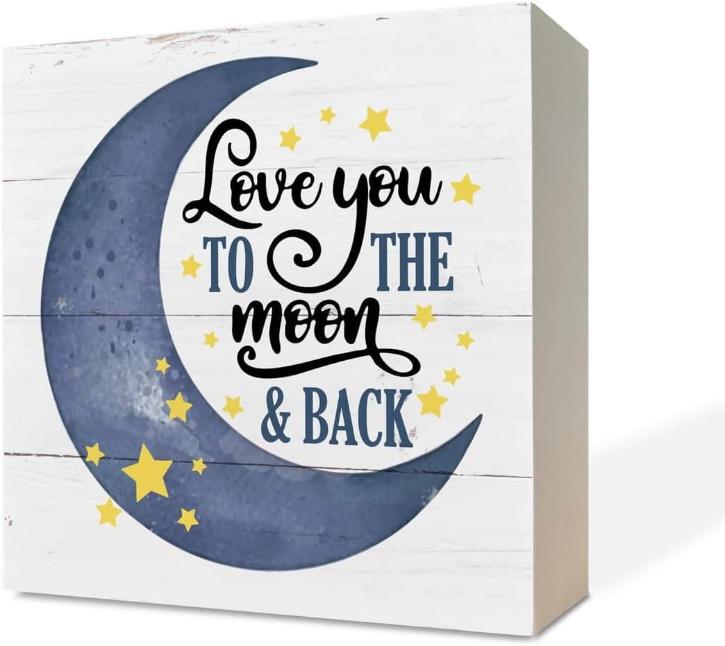 Inspirational Wooden Nursery Decor Star Moon Signs for Kids Room Family Love Love You to the Moon and Back