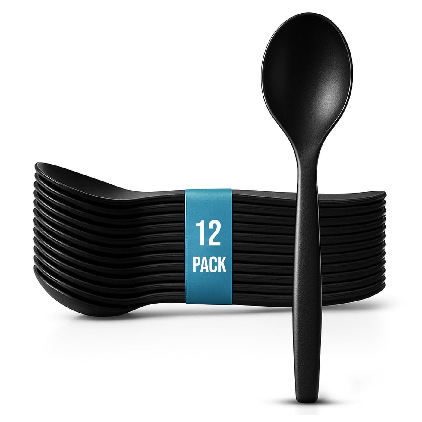 10 Black Plastic Serving Spoons for Buffet Bulk 12 Count Heavy Duty Disposable Spoon Large Plastic Serving Utensils for Catering Supplies Events Party Weddings More CS Event Supply Co