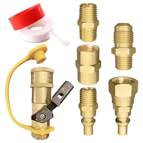 qieoyk 7pcs Propane Quick Connect Fittings Adapter for Propane Hose Propane Quick Connect for RV to Grill or Cooking RV Propane Quick Connect Fittings with 3/8" Flare x 1/4" NPT Male Pipe