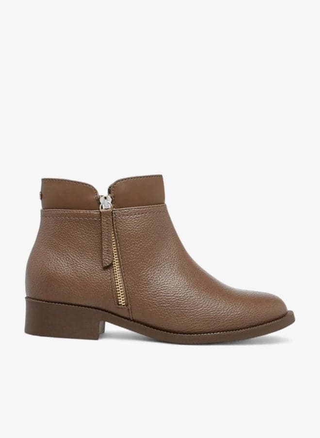Solid Ankle Boots with Zip Closure — 40